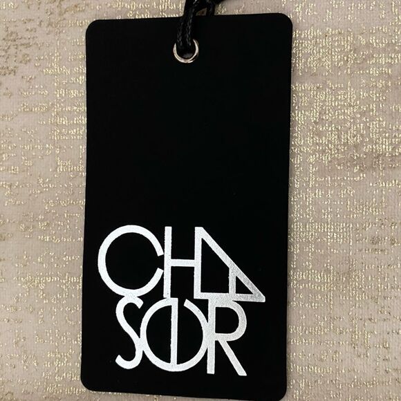 Chaser Rose Colored Glitter Bell Sleeve V Neck Empire Waist Dress. Medium. NWT - Picture 5 of 5